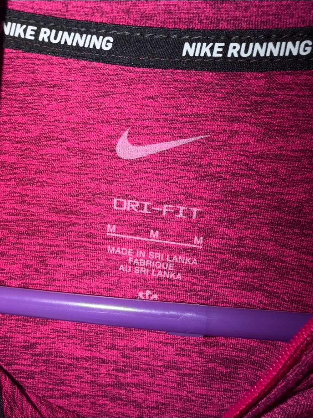 Nike Women's Heather Raspberry Quarter-Zip Long Sleeve Top